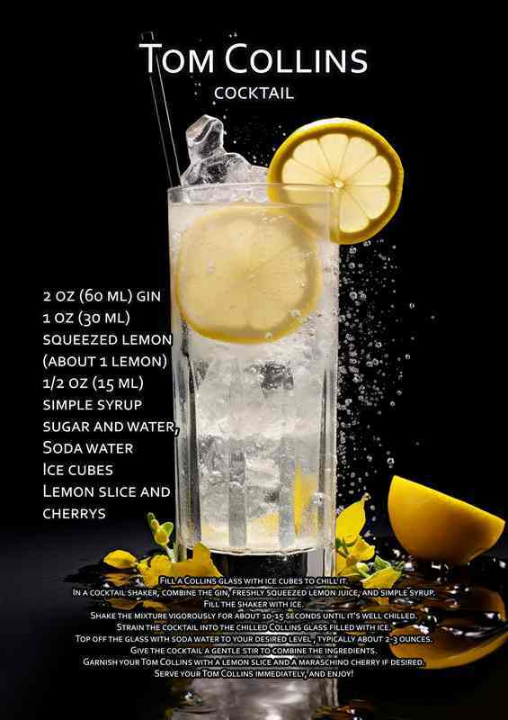 Tom Collins Cocktail Drink | Metal Poster