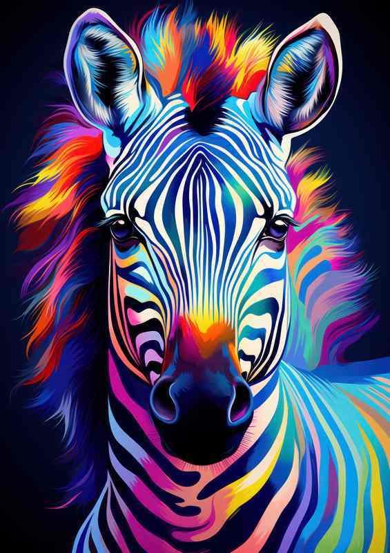 A Painted Zebra with amazing colours | Metal Poster