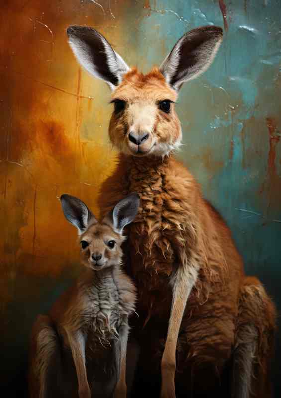 A Photo Of A Baby Joey And Her Mum | Metal Poster