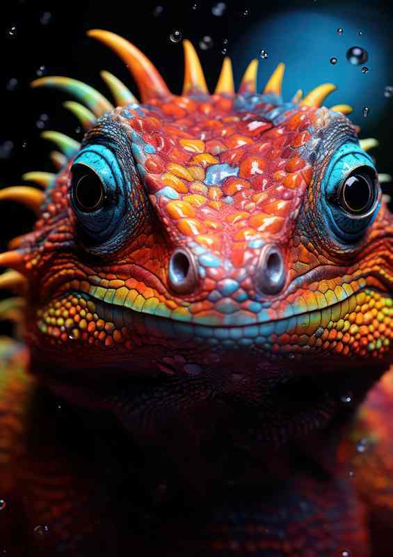 Colorful Lizard Face been photographed | Metal Poster