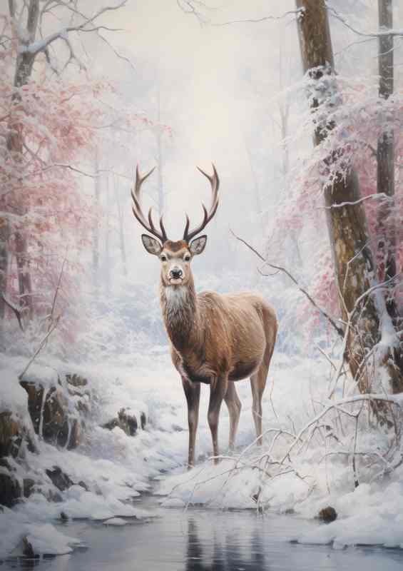 Deer Standing Alone In The Forrest | Metal Poster