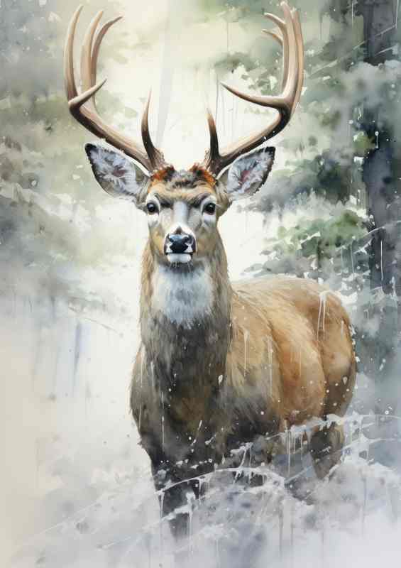 Exploring the Enchanting World of Deer in the Woods | Metal Poster