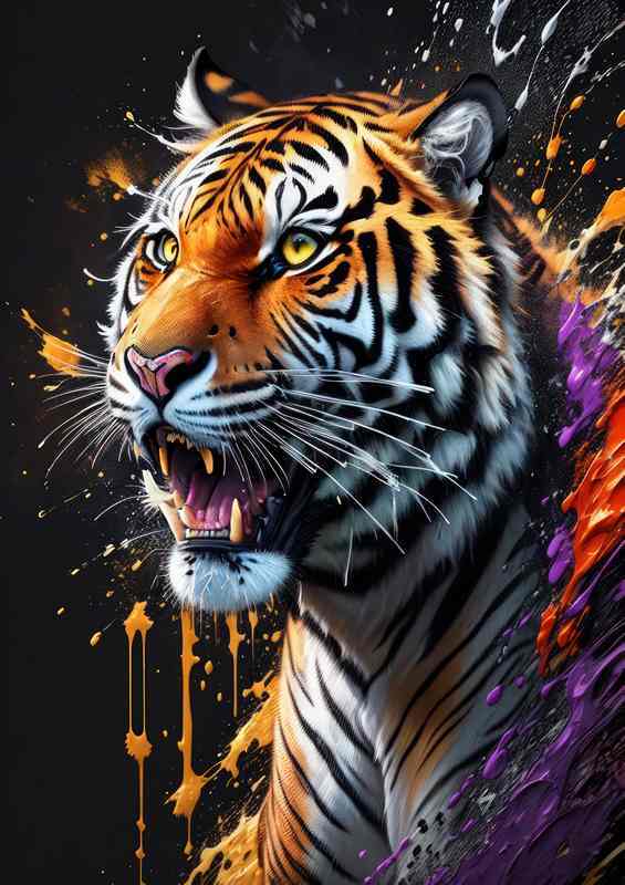 Tiger Art in Splash | Metal Poster