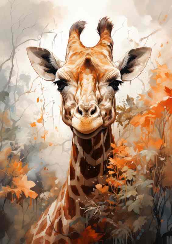 Giraffe in the wild art | Metal Poster