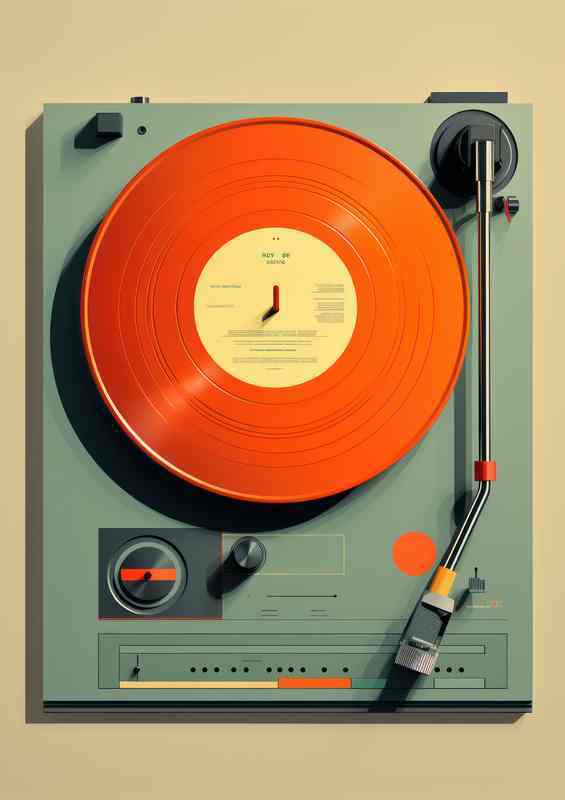 Illustration of a record in a gray color | Metal Poster