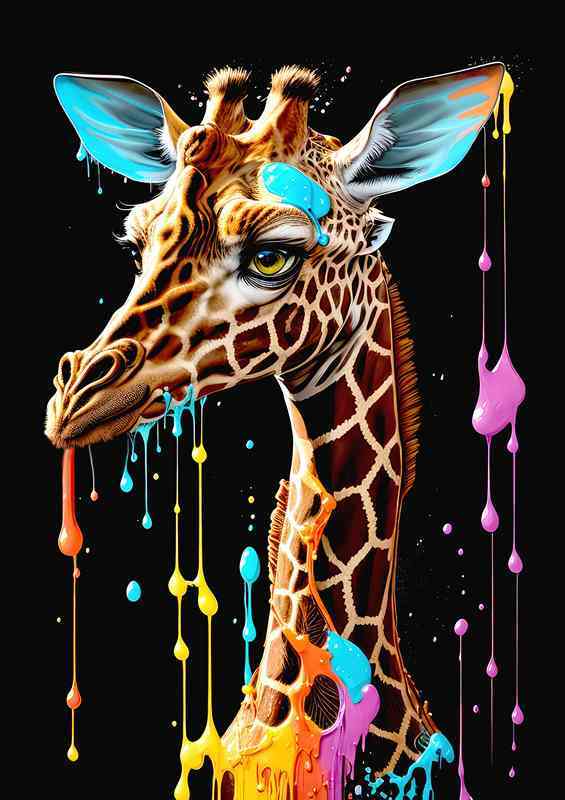 Jerry the giraffe splash art | Metal Poster