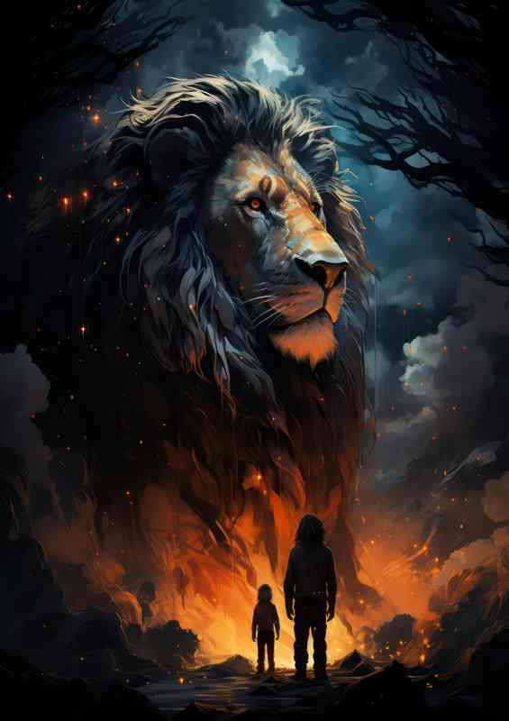 Spectacular Lion Sky Metal Poster