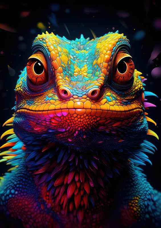 Lizard the colourful face | Metal Poster