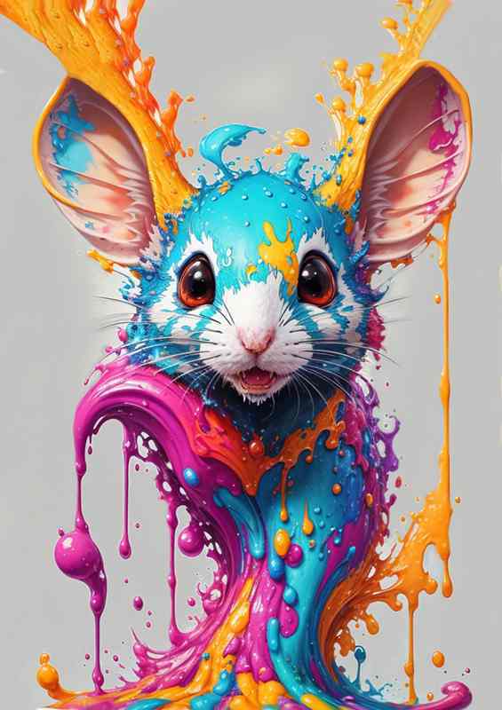 Mouse Magic in Multicolor splash art | Metal Poster