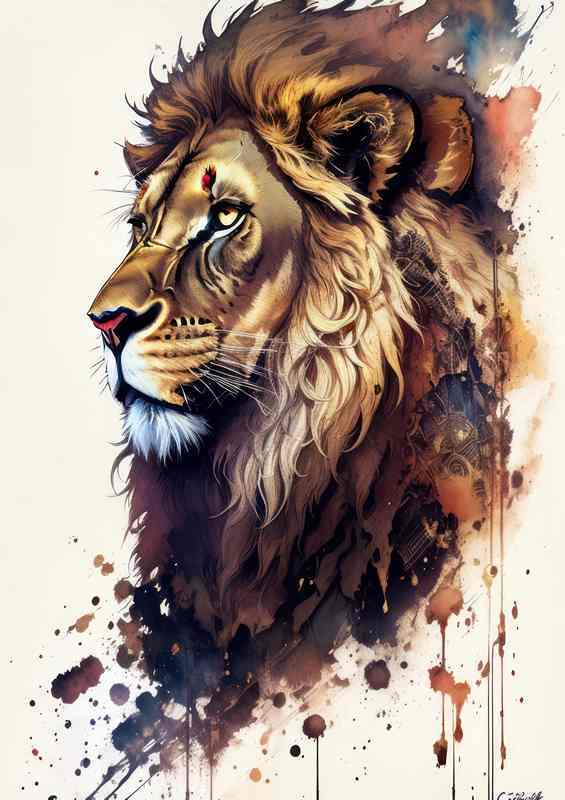 Pride of the Savanna with splashes of colour | Metal Poster