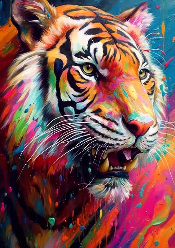 Rainbow Roar tiger embraced in colour | Metal Poster