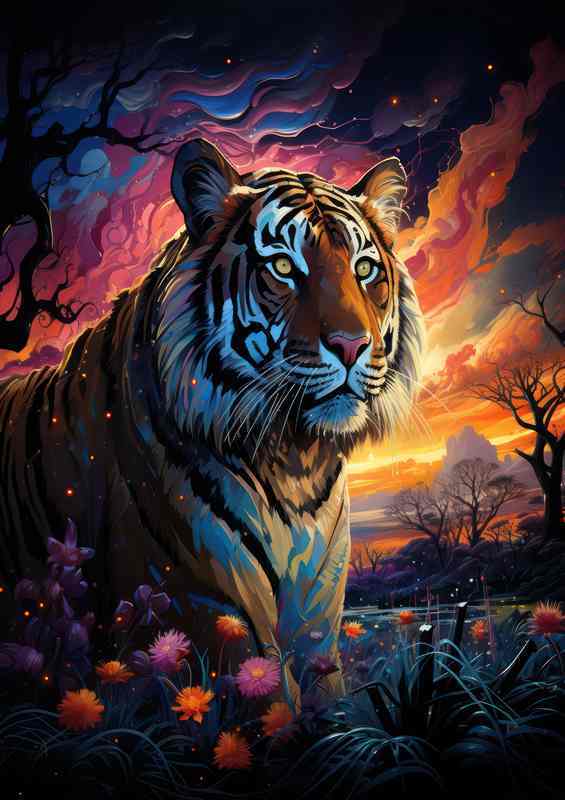 Rainbow Tiger Color Sky Metal Poster