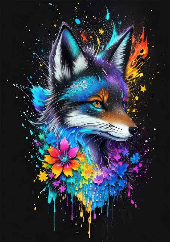 Rainbow colours with the wizely old fox | Metal Poster