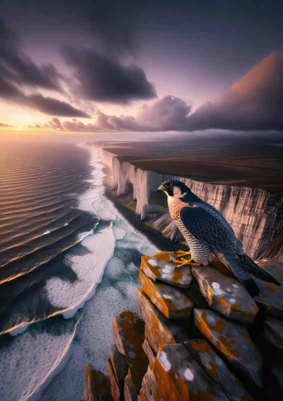 Brit. Peregrine Falcon on Cliff Poster