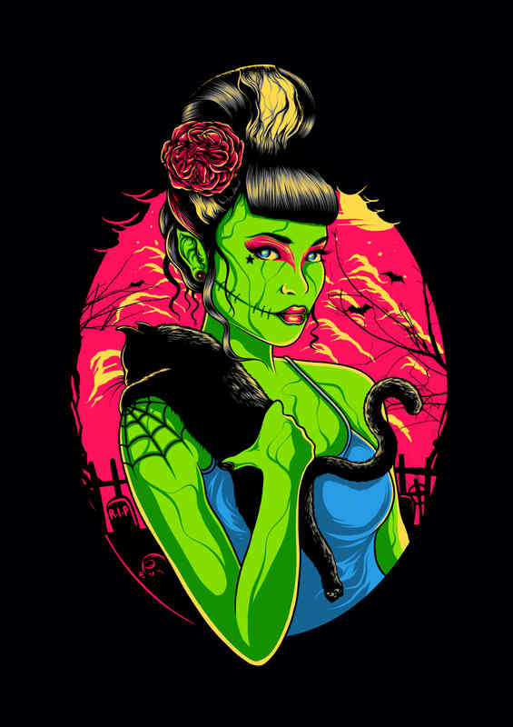Frankenstein Girl Metal Poster