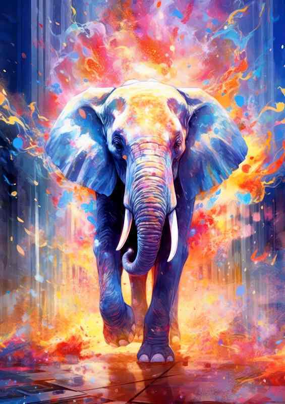 Technicolor Tusks The Majestic Elephant | Metal Poster