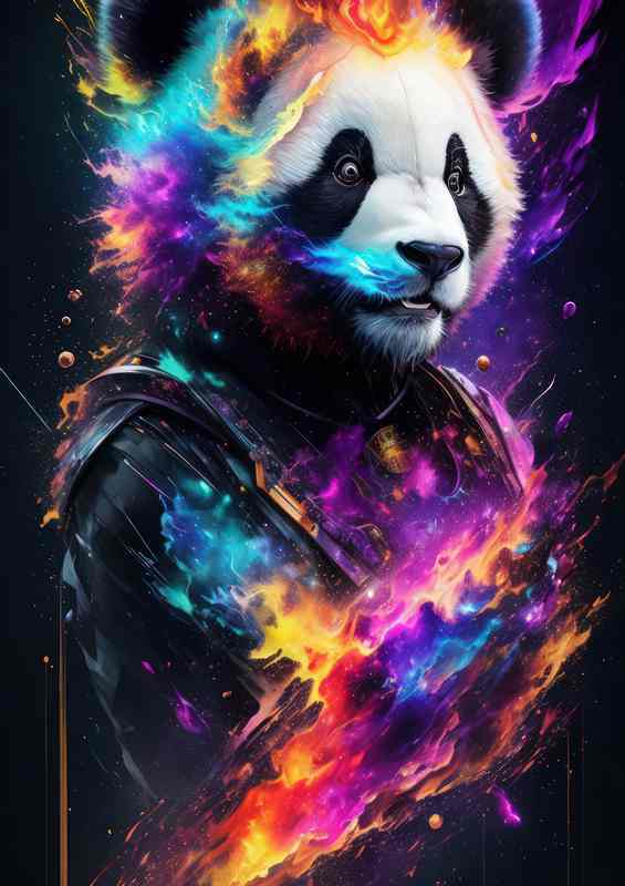The Amazing Panda nestled in amazing colours | Metal Poster