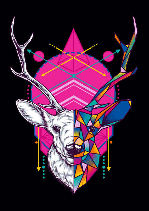 Geometric Deer | Metal Poster