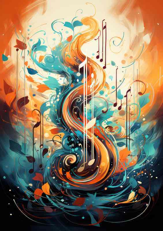 Music note in the style of colorful splash | Metal Poster