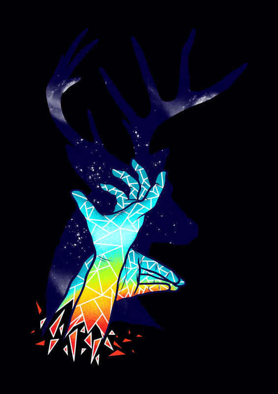Geo Deer Shadow | Metal Poster