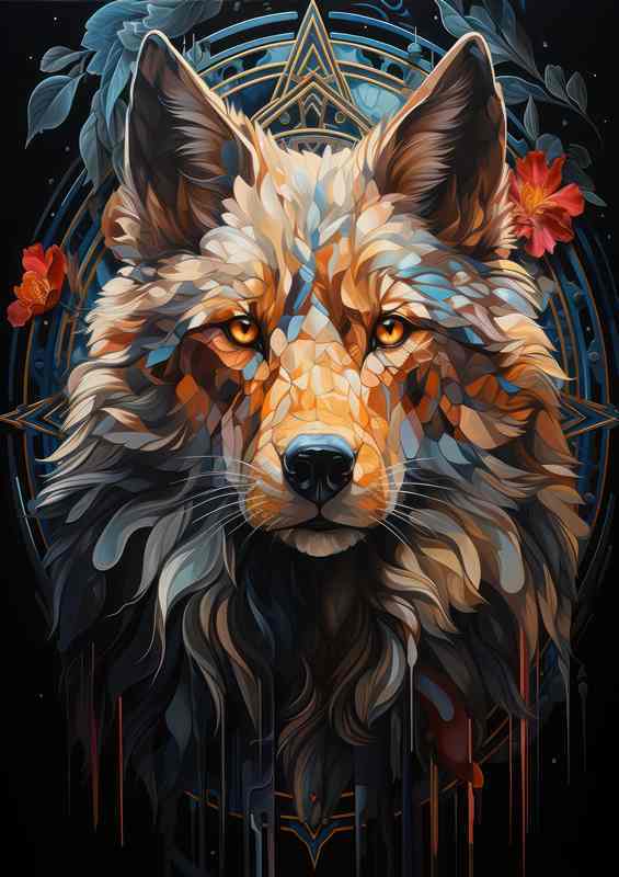 The White Wolf with a spiritual style | Metal Poster