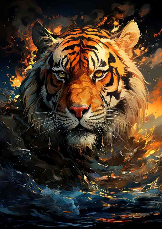 Tiger facing the sun | Metal Poster