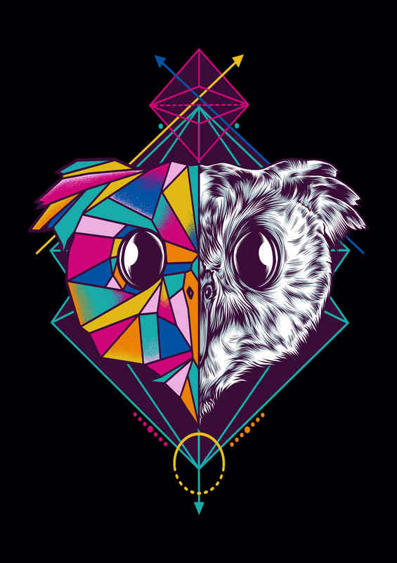 Geometric Owl | Metal Poster