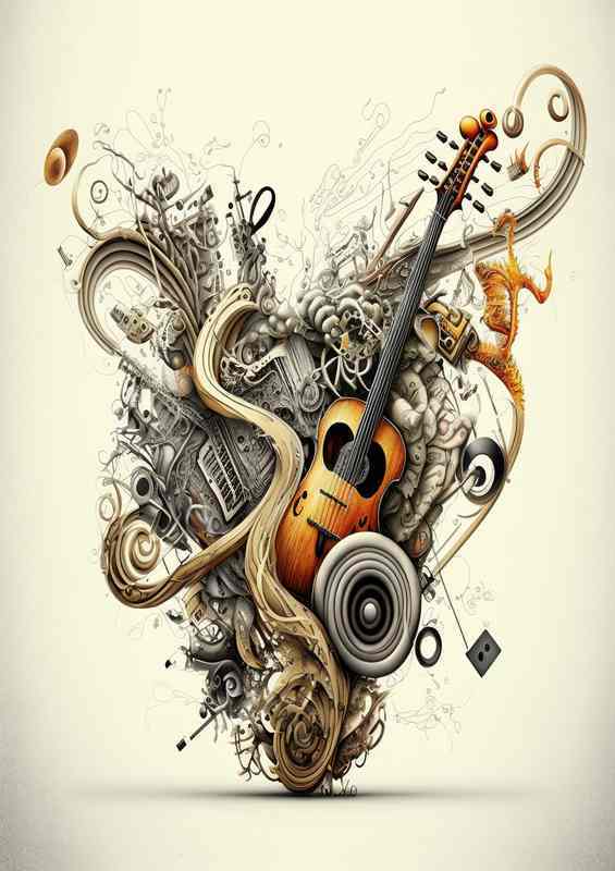 Natures Melodies a string of musical instruments | Metal Poster