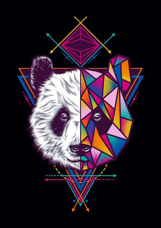 Geometric Panda | Metal Poster