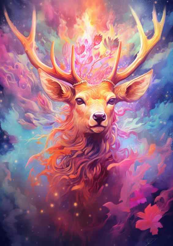 Vibrant Deer Bliss nice pink tones | Metal Poster