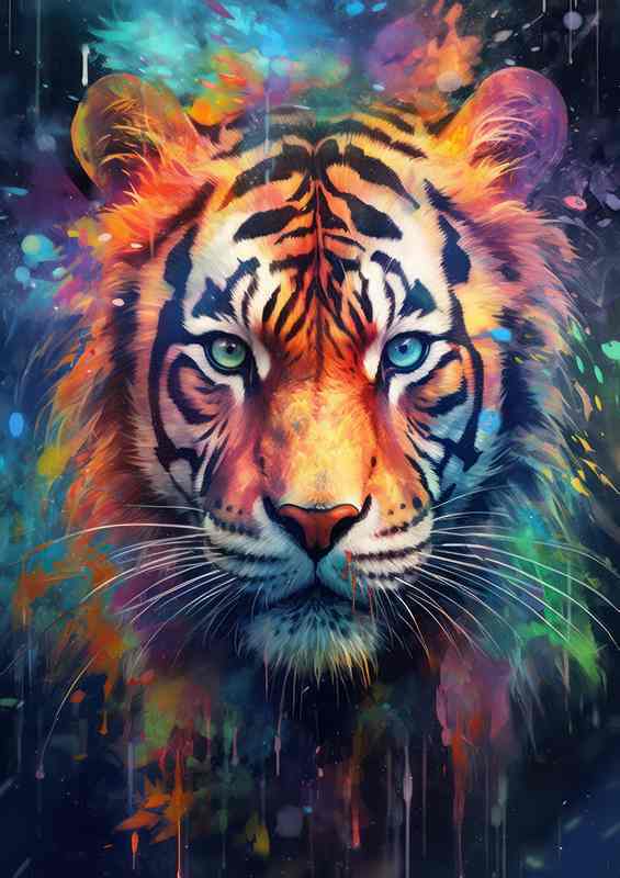 Vibrant Vanguard of colours the tiger embrased | Metal Poster