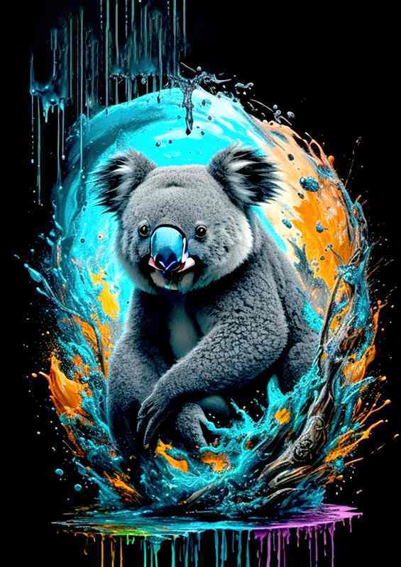 Vibrant Eucalyptus-Koala Metal Poster