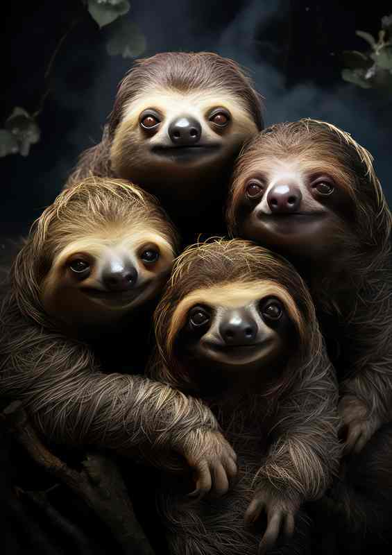 sloths hugging in the midnight sky | Metal Poster