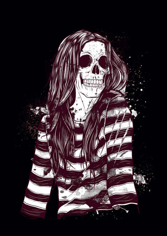 Hippy Chick Skull | Metal Poster
