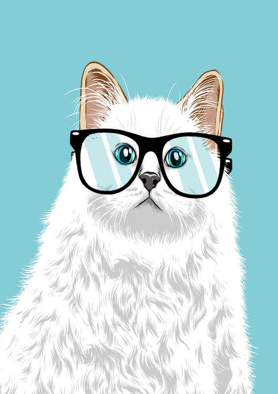 Intelligent Cat Light BLUE | Metal Poster