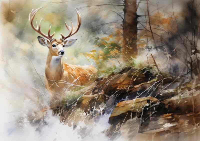 Serenade of the Woods Deer in their Habitat | Metal Poster