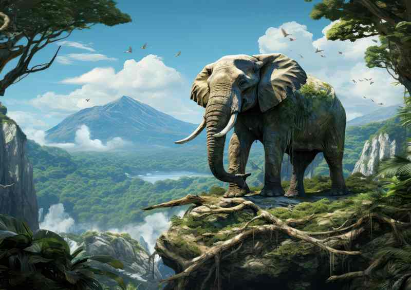 The Mighty Elephant crossing the ravine | Metal Poster