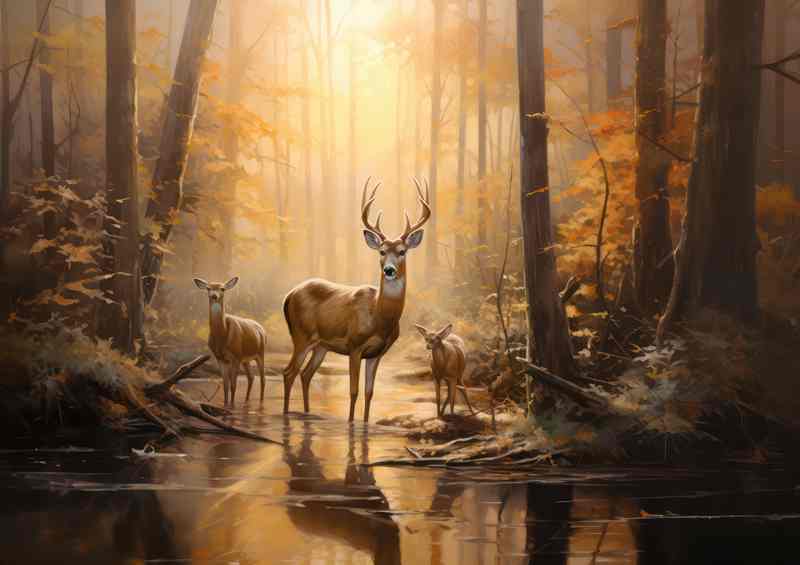 The Wilderness Chronicles Deer in Their Natural Habitat | Metal Poster