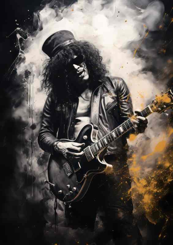 Slash singing and guitar in performance | Metal Poster