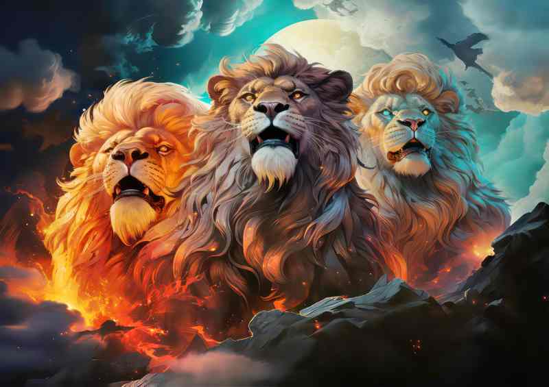 three lions | Metal Poster