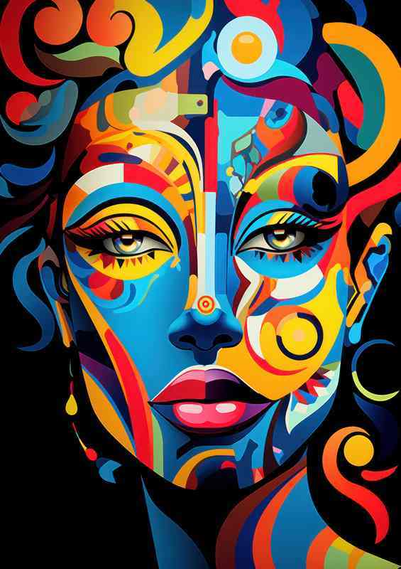 Abstract Artistry Vibrant Faces in a World of Color | Metal Poster