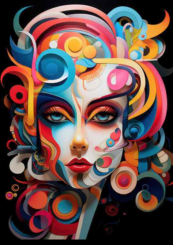 Abstract Visions Colorful Faces as Artistic Statements | Metal Poster