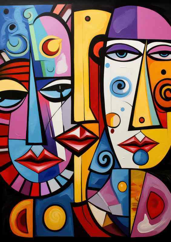 Beyond Realism Abstract Faces in Dazzling Hues | Metal Poster
