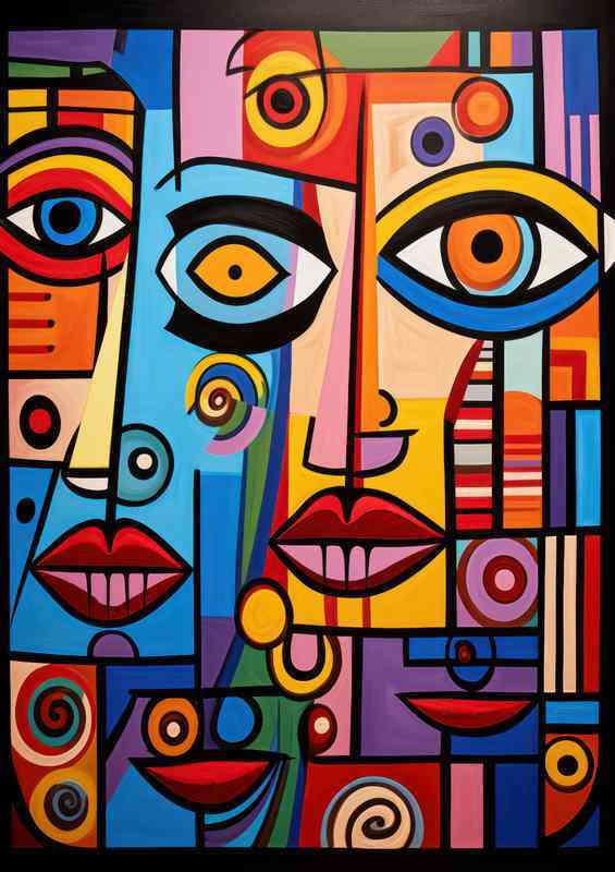 Colorful Facial Fantasies Abstract s Unveiled | Metal Poster