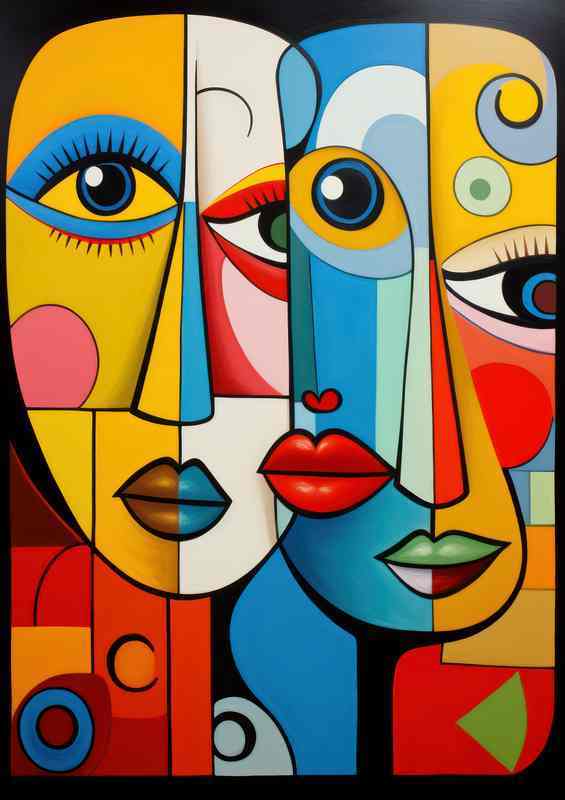 Diverse Palettes Abstract Faces Metal Poster - Kaleidoscope of Emotion