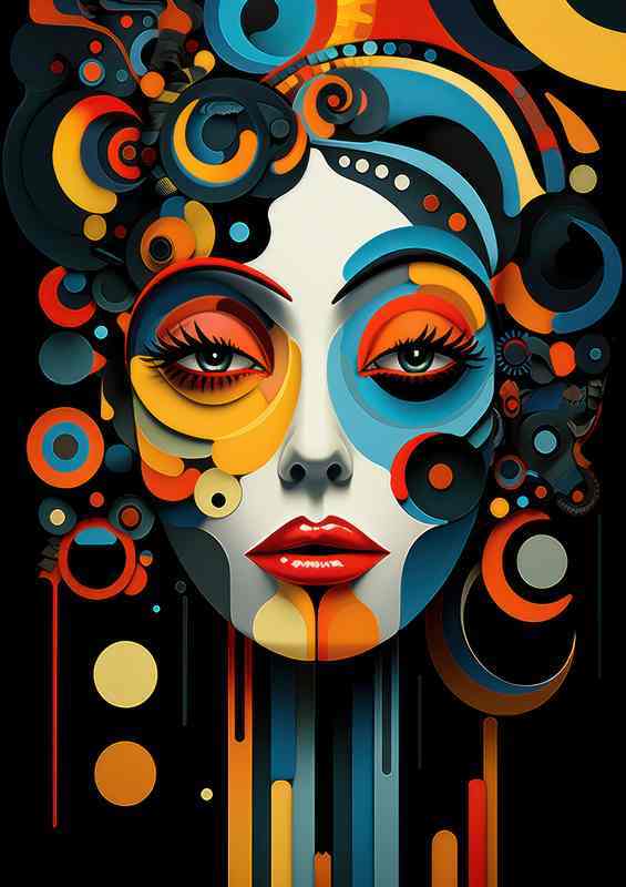 Painted Dreams Abstract Faces Bursting with Color | Metal Poster