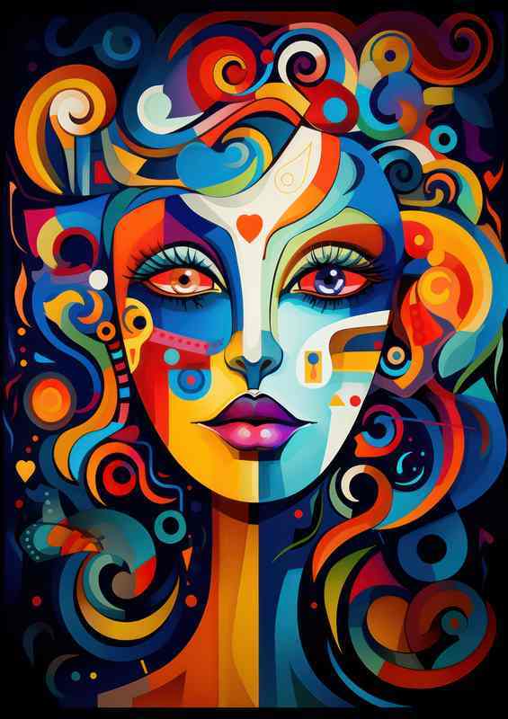 The Power of Pigment Abstract Faces in Dazzling Color | Metal Poster