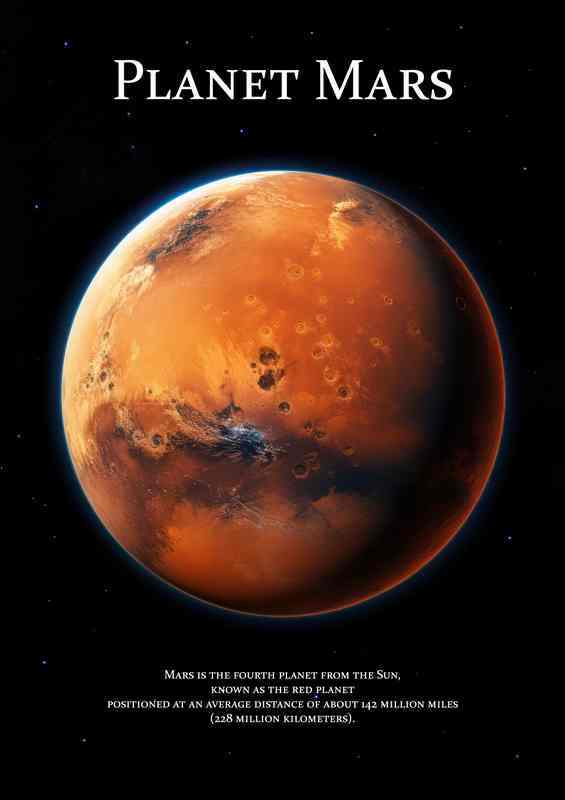 Planet Mars Space Art | Metal Poster