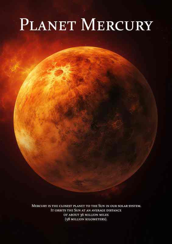 Planet Mercury space art | Metal Poster