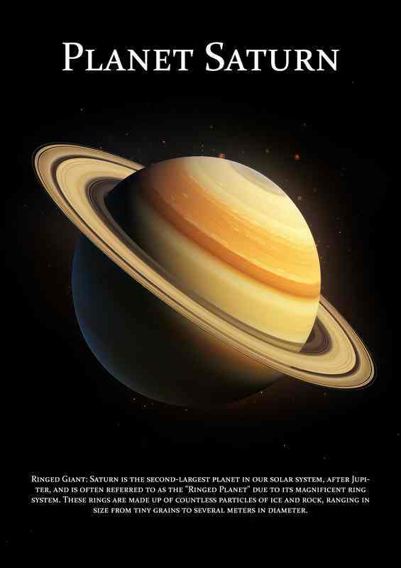 Planet Saturn Space Art | Metal Poster